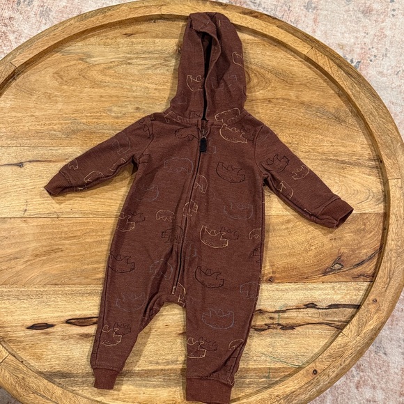 Carter's Other - Carter's Dark Brown Hooded Baby One-Piece with Rhino Print